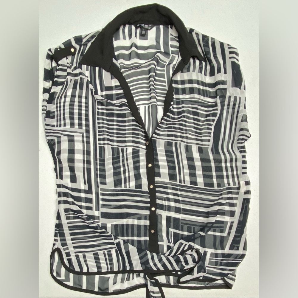 Conrad C BLK/WHT sleeveless Blouse, 4 Spring Sale